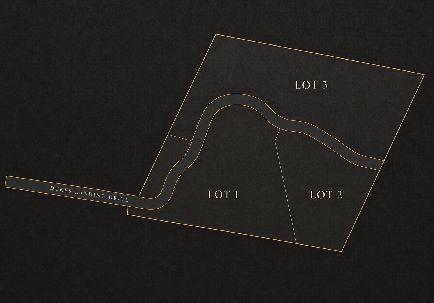Dukes Reserve site plan showing three lots on 14 acres